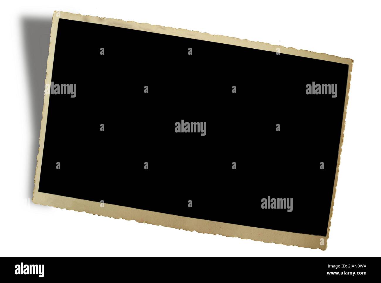 cartolina vintage vuota, modello grungy, spazio libero per le immagini, isolato su bianco. Foto Stock