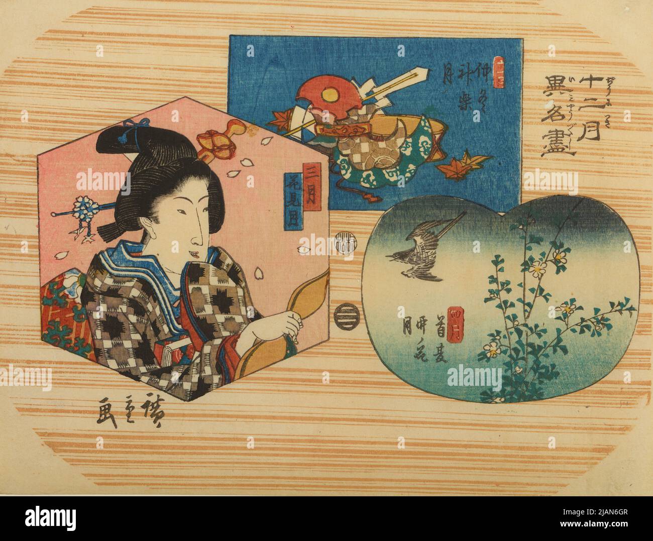 Tre composizioni che presentano marzo, novembre e aprile, dalla serie: Dodici mesi rari, dipinti famosi Foto Stock