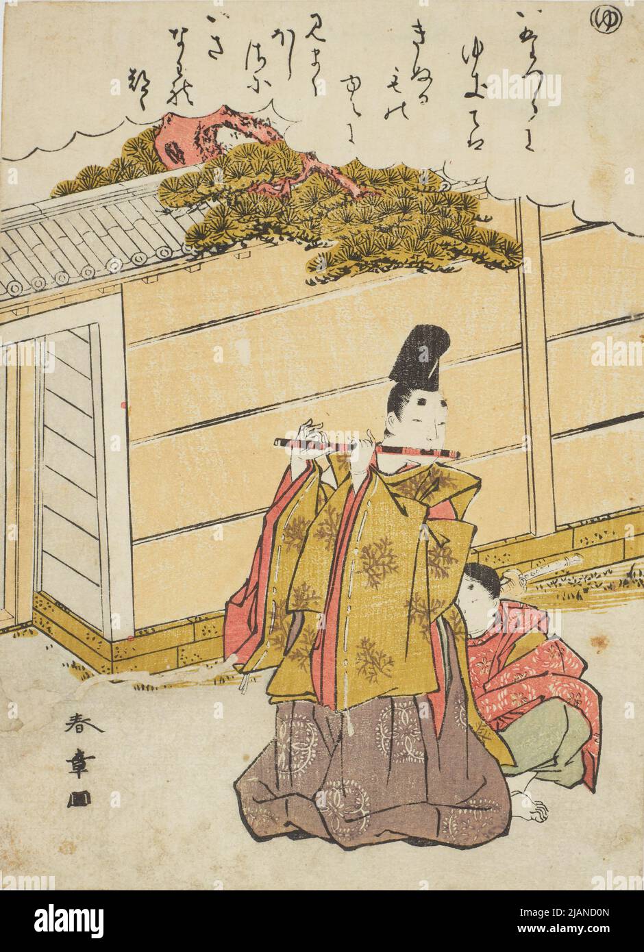 Uomo che gioca il flauto, dalla serie: I ISE monogatari Katsukawa, shunsho (1726 1792) Foto Stock