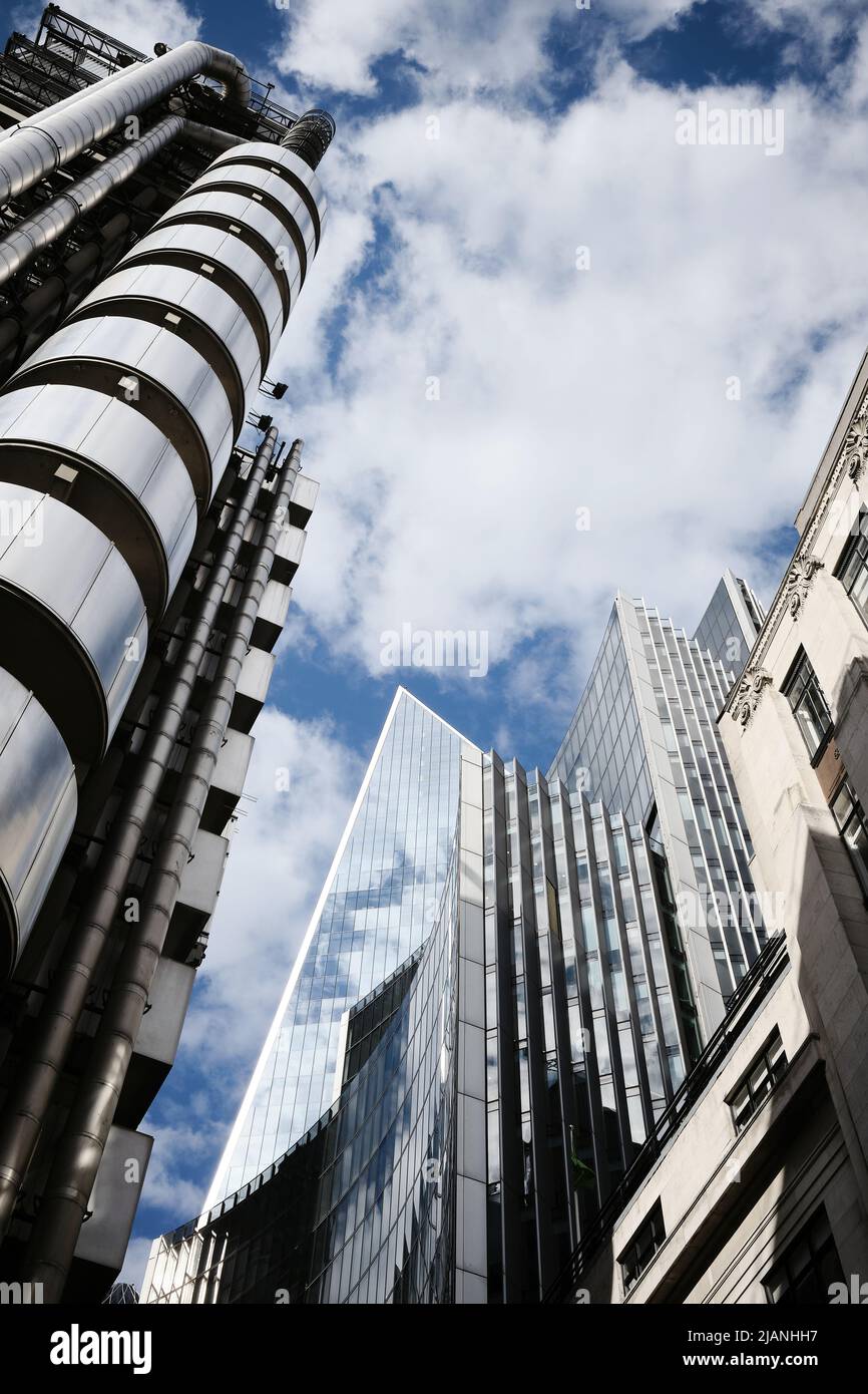 Lloyds of London e il Willis Building - The Prawn - visto da Lime Street, Londra Foto Stock