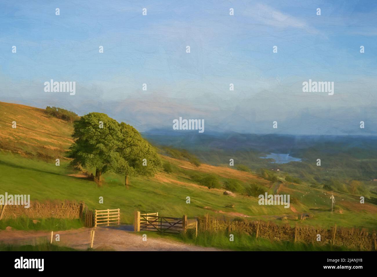 Poster digitale di Roach End al Roaches, Staffordshire nel Peak District National Park, Regno Unito. Foto Stock