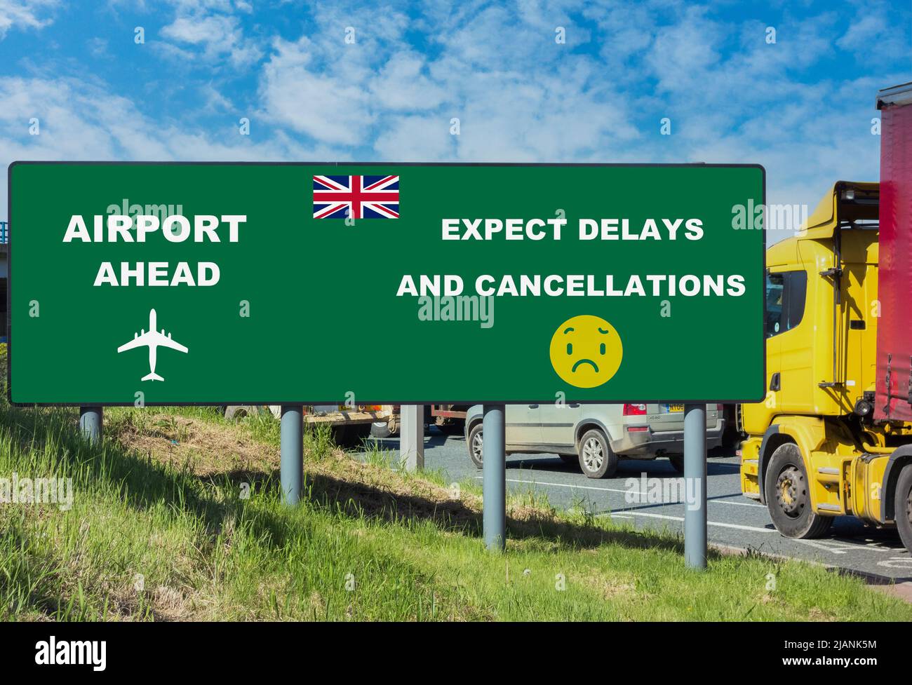 Immagine del concetto di ritardo e cancellazione dell'aeroporto. Foto Stock