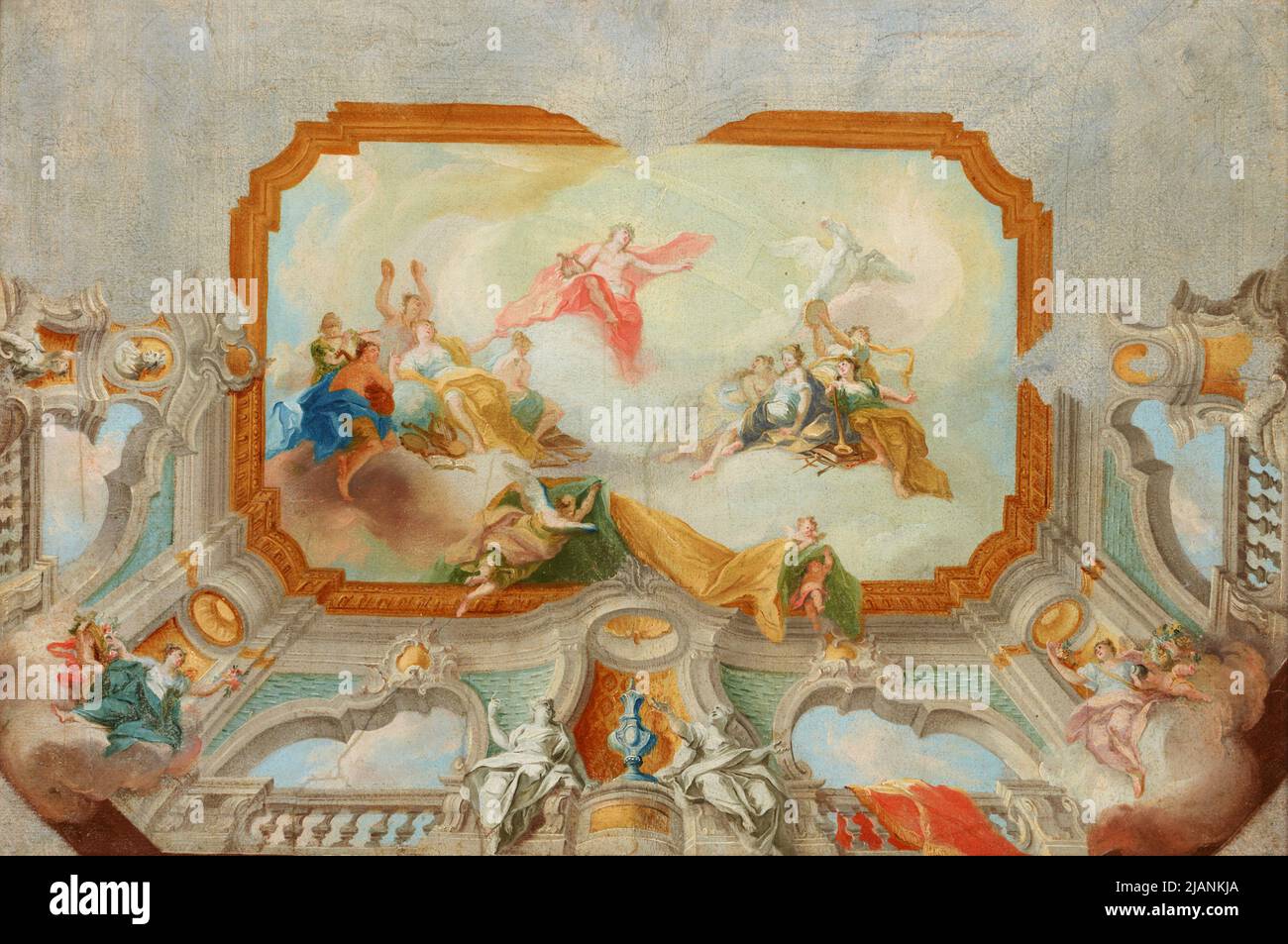Apollo con le Muse – progetto per un plafond Gran, Daniel (1694 1757) Foto Stock