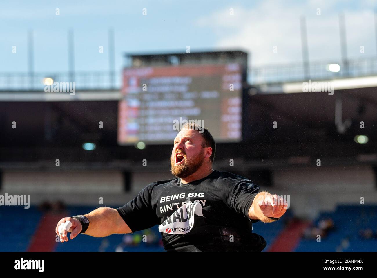 Ostrava, Repubblica Ceca. 31st maggio 2022. Il lanciatore Tomas Walsh della Nuova Zelanda si compete durante il Golden Spike, incontro atletico internazionale del Continental Tour - categoria Oro a Ostrava, Repubblica Ceca, 31 maggio 2022. Credit: Vladimir Prycek/CTK Photo/Alamy Live News Foto Stock