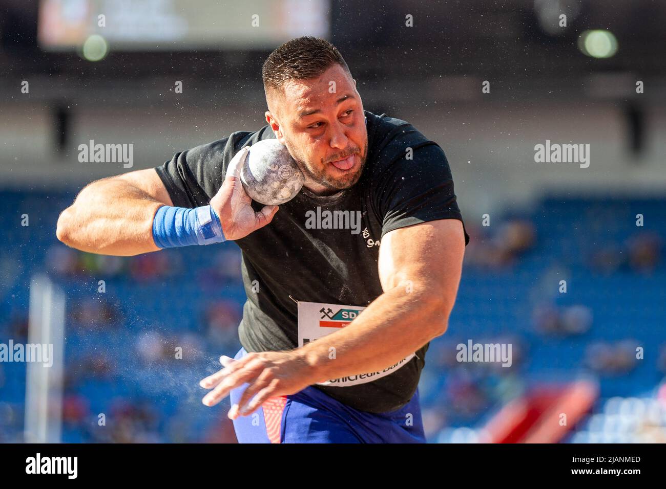 Ostrava, Repubblica Ceca. 31st maggio 2022. Il lanciatore sparato Filip Mihaljevic della Croazia compete durante il Golden Spike, incontro atletico internazionale del Continental Tour - categoria Oro a Ostrava, Repubblica Ceca, 31 maggio 2022. Credit: Vladimir Prycek/CTK Photo/Alamy Live News Foto Stock