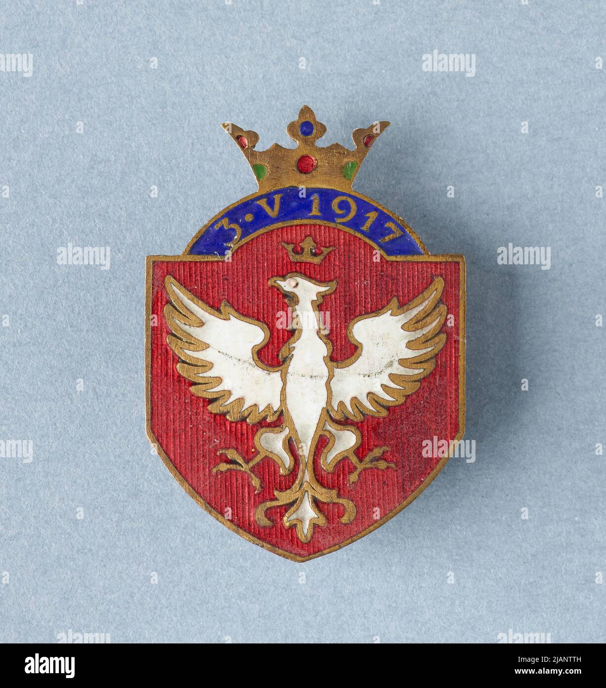 Distintivo commemorativo di partecipazione alla processione in occasione della Giornata Nazionale del 3 maggio a Cracovia nel 1917 Foto Stock