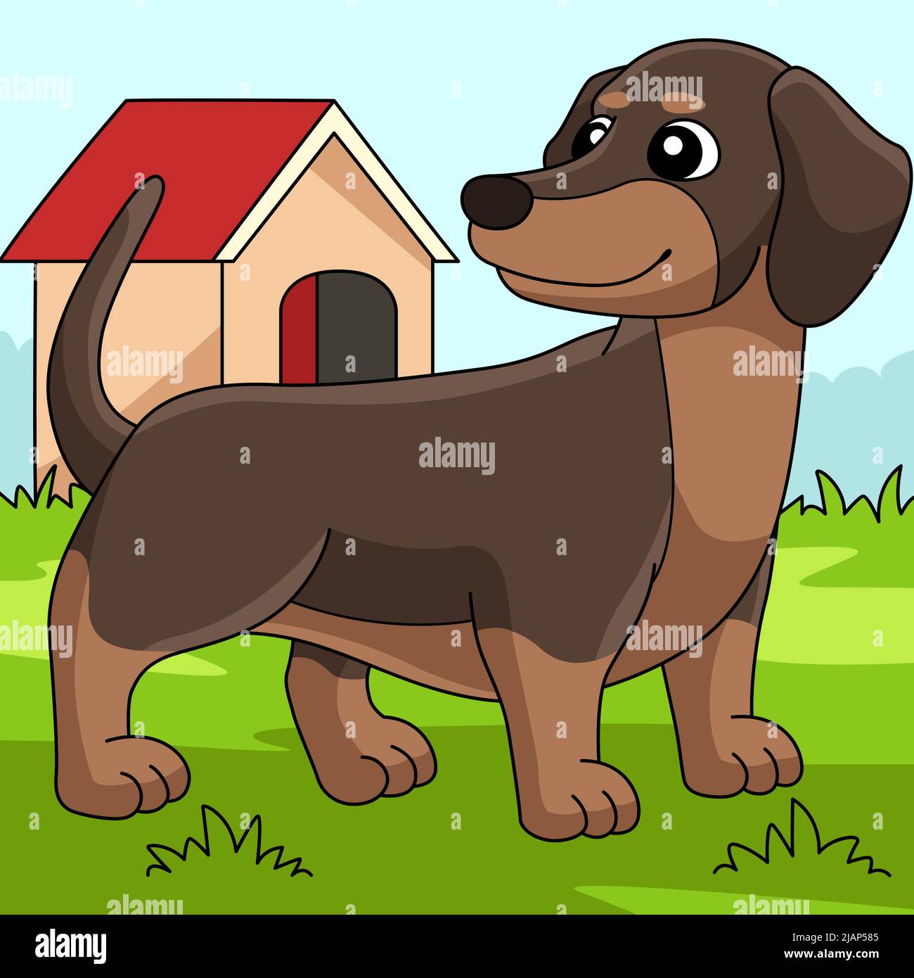Dachshund cane Cartoon colorato Illustrazione Illustrazione Vettoriale