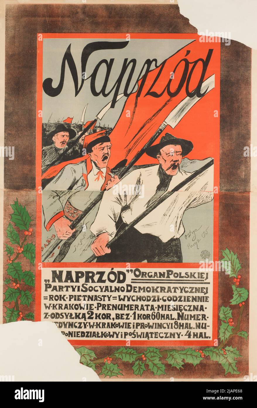 Forward corpo del Partito socialdemocratico Polacco e Soszy Ski Ostoja, Jerzy (1878 1937), litografia: Prusha Foto Stock