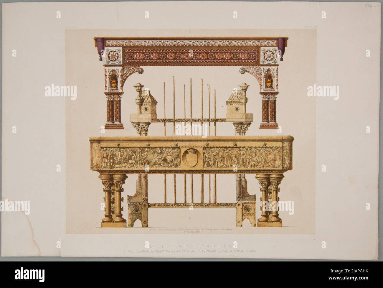 Tavoli da biliardo z:capolavori di arte industriale e scultura alla Fiera Internazionale 1862, t.II, tbl.190 Waring, John Burley (1823 1875), Day&Son Foto Stock
