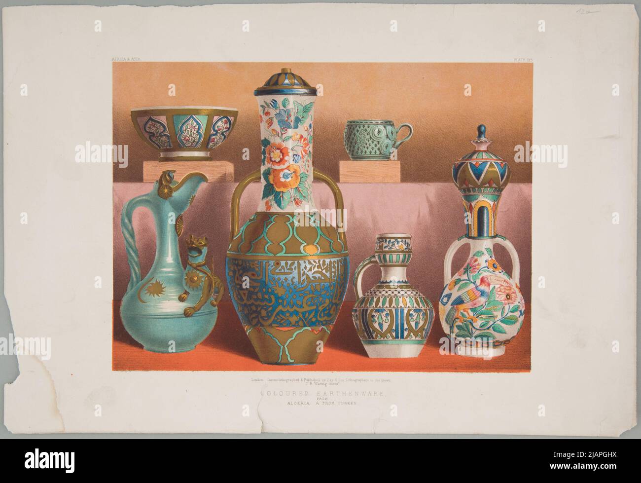 Coloured Earthenware from Algeria a from Turkey z:Masterpieces of Industrial Art & Sculpture at the International Exhibition 1862, t.II, tbl.195 Waring, John Burley (1823 1875), Day&Son Foto Stock