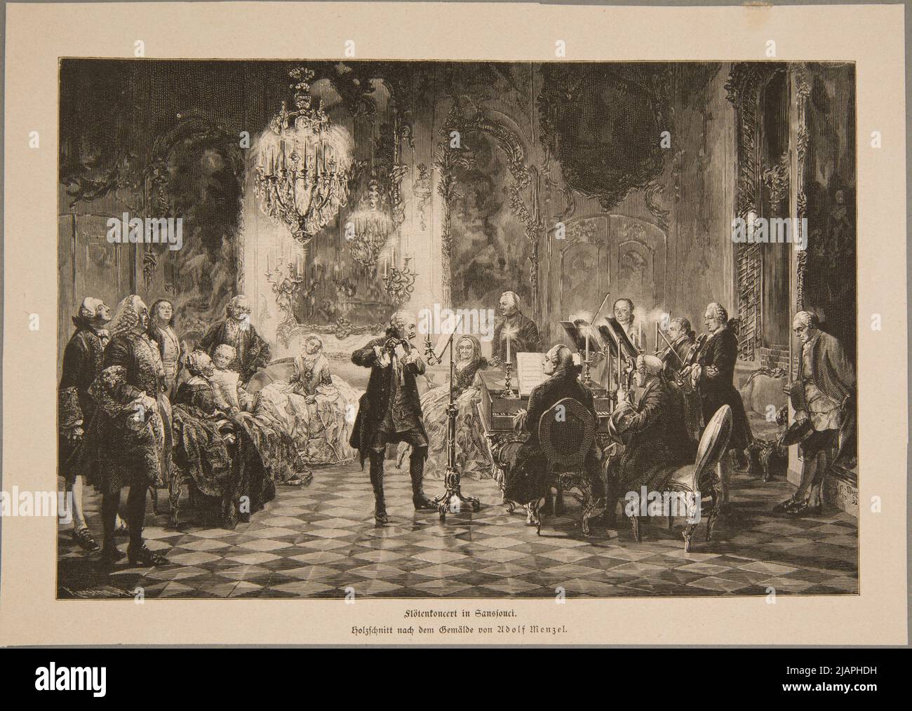 Concerto di flet a Sansouci secondo l'immagine di Adolph von Menzel. Kells, Theodor (1840 1927), Menzel, Adolph von (1815 1905) Foto Stock