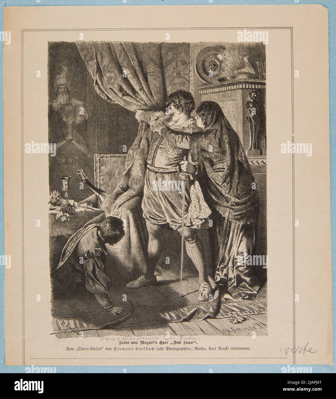 Scena dell'Opera Wolfgang A. Mozart Don Juan secondo Hermann Kaulbach. Una clip di una rivista tedesca. Schulze, C.H. (N.N.), Kaulbach, Hermann von (1846 1909) Foto Stock