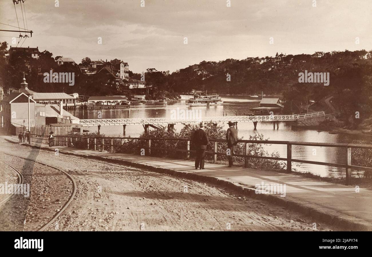 Mosman Bay e traghetto probabilmente il Kangaroo ca. Tra il 1902 e il 1906 Foto Stock