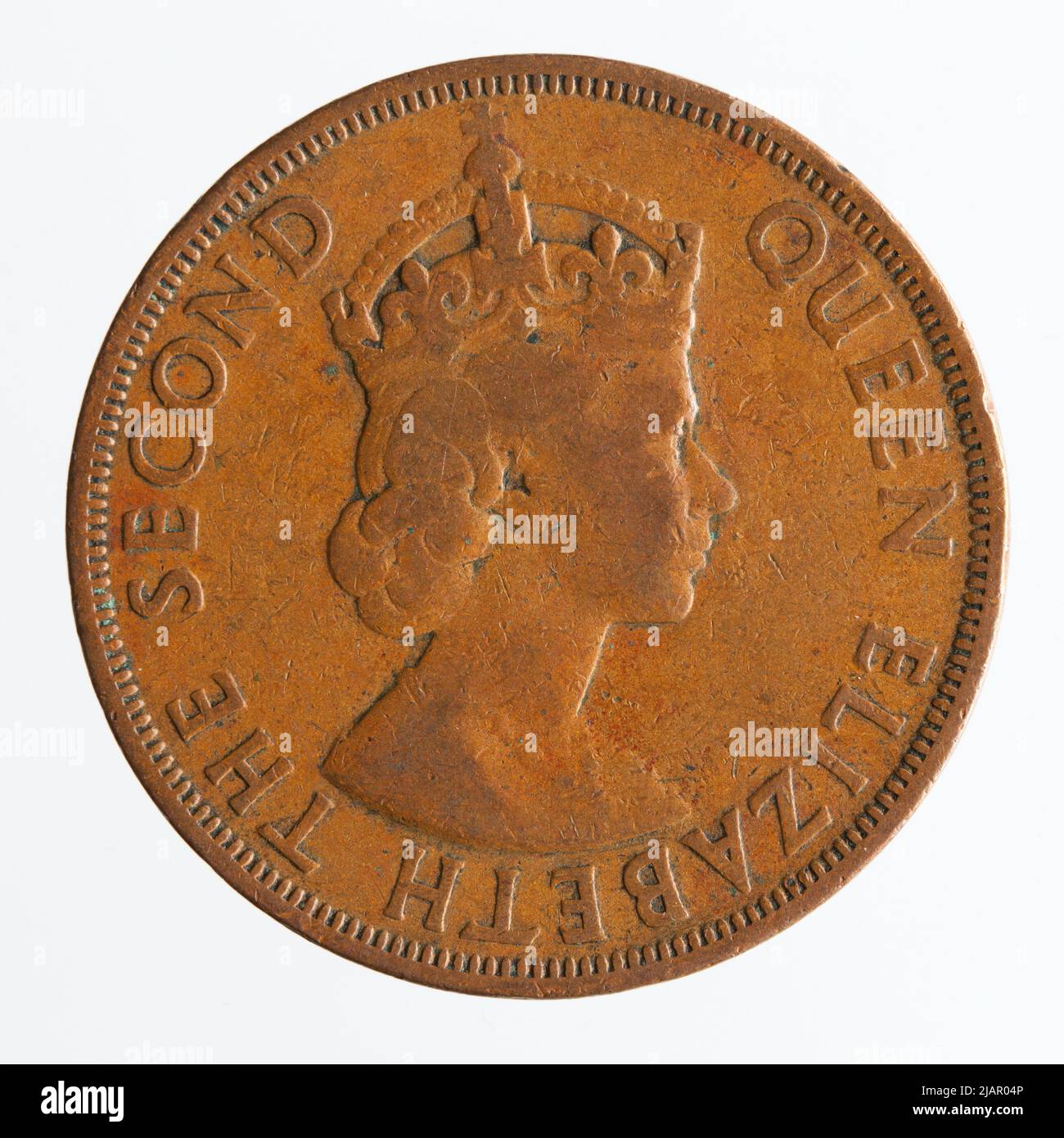 Caraibi orientali, Elżbieta II (1952 ), 2 centesimi, Londra; 1962 British Royal Mint, Thomas, Cecil Walter (1885 1976), Paget, Thomas Humphrey (1893 1974) Foto Stock