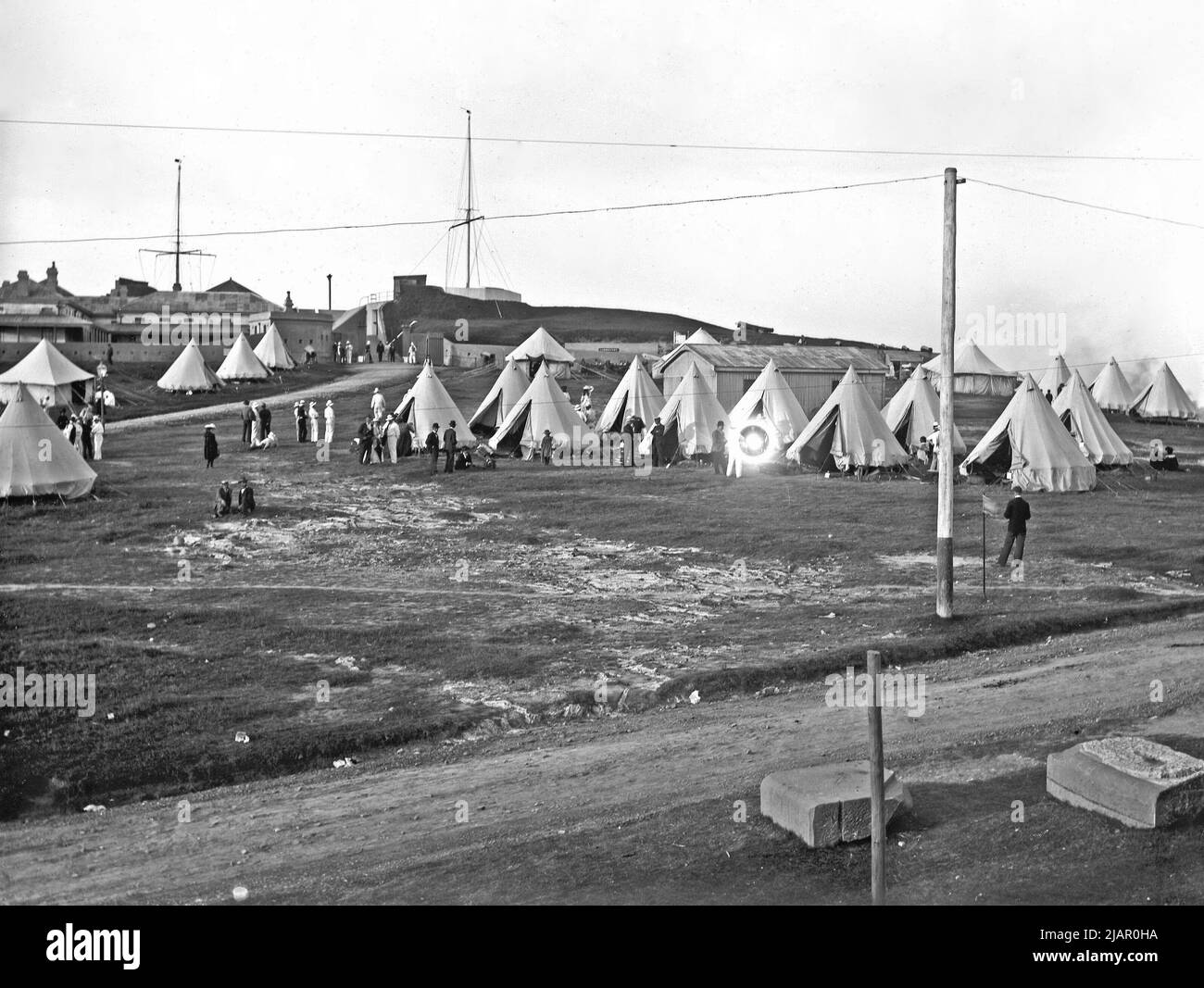Fotografia di tende a Fort Scratchley, Newcastle, NSW ca. 1905 Foto Stock