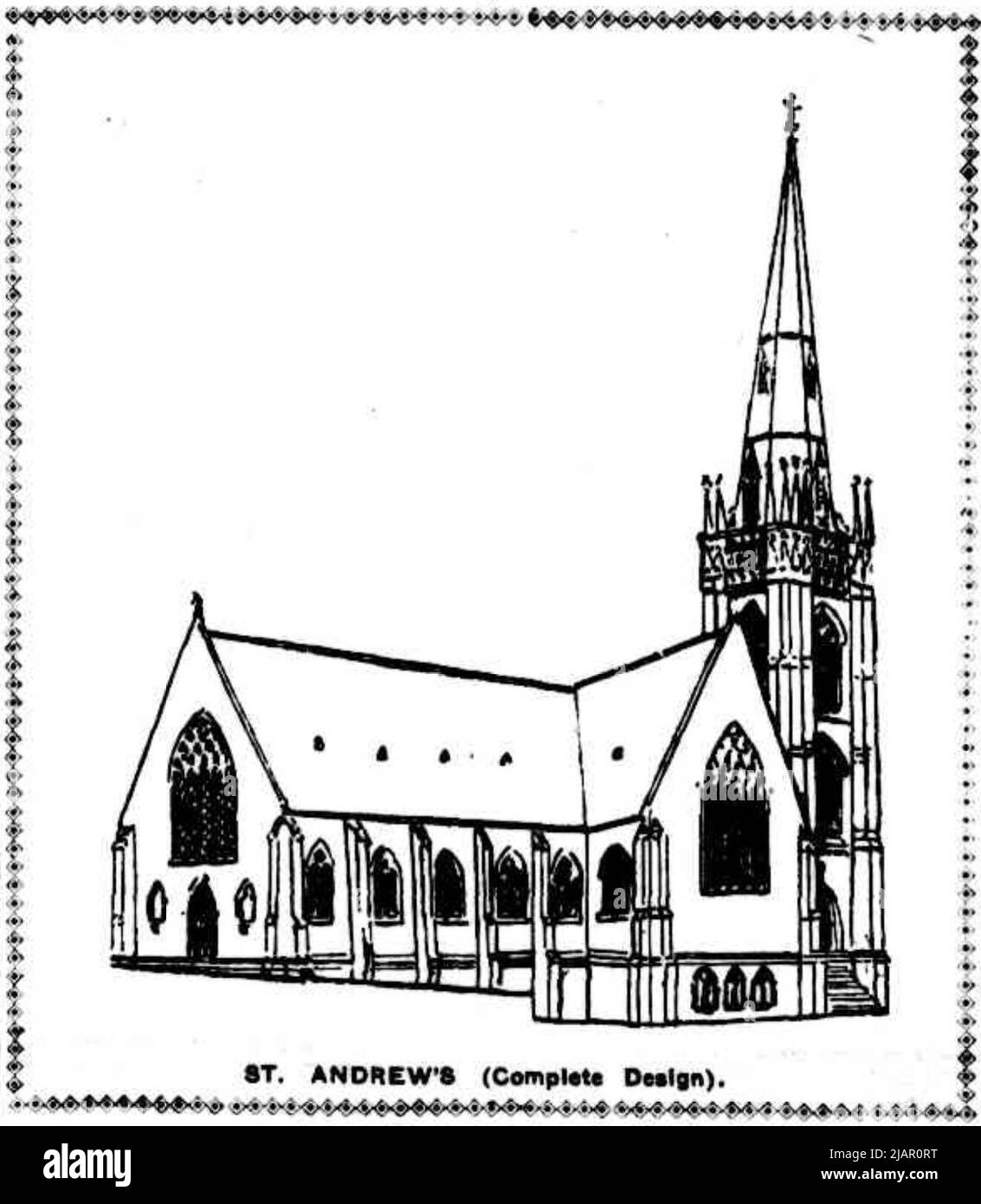 Il disegno originale (mai completato) della Chiesa Anglicana di Sant'Andrea, Brisbane sud ca. 4 febbraio 1905 Foto Stock