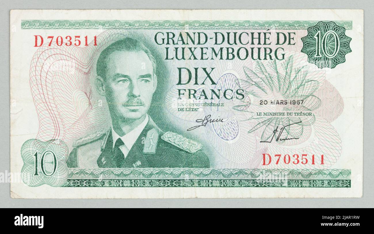 Banca notata na 10 franchi; Foto Stock