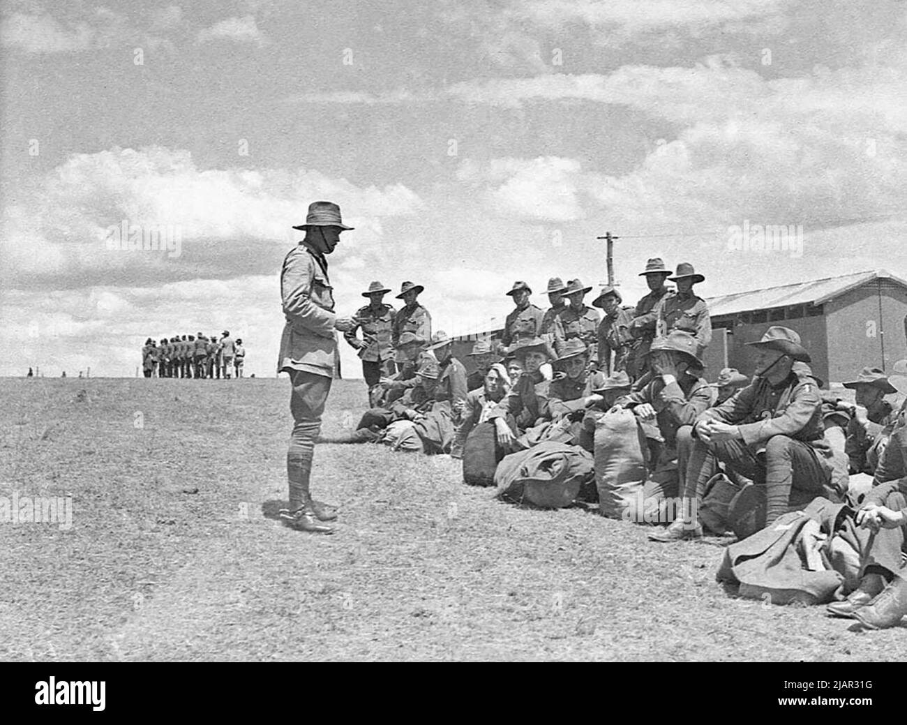 Truppe australiane che si trasferiscono in Ingleburn ca. 1939 Foto Stock