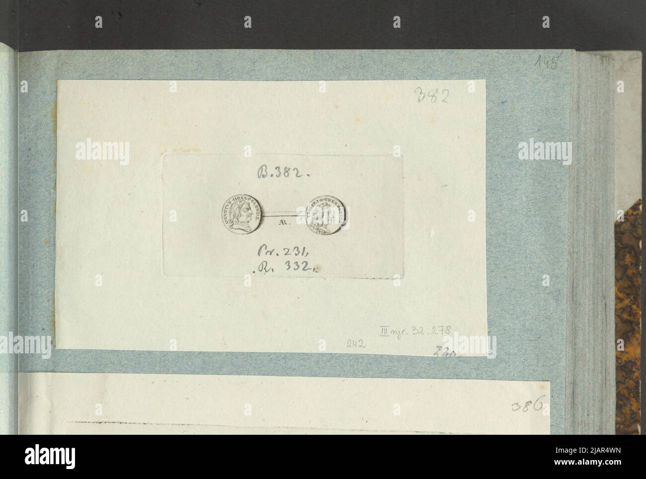 L'immagine della medaglia del II agosto Wettyn del 1710, in memoria dell'alleanza con Fryderyk e Hohenzollerne contro la Svezia, in: Album del collezionista: Figure di medaglie polacche al lavoro X.B. Albertrande: Storia polacca con medaglie certificate. Preparato dal principe Henryk Lubomirski 1822 1830 arrangiato secondo la lista delle medaglie polacche di Feliks Bentkowski 1832 (item 242) Unknown, Geiger, Andreas (1765 1856) Foto Stock