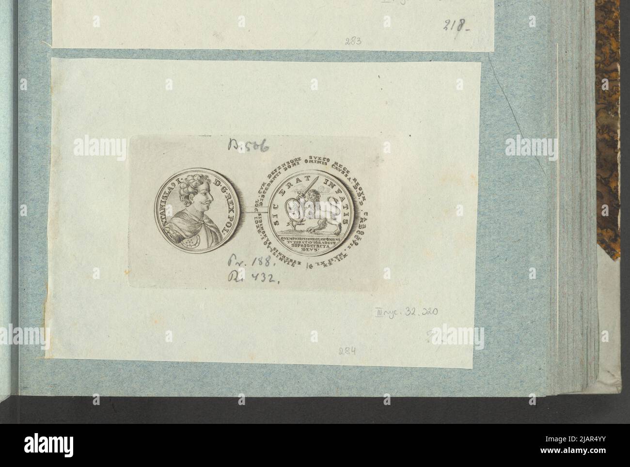 L'immagine della Medaglia di Carlo XII [] dal 1707, in onore di Stanisław Leszczyński, in: Album del collezionista: Figure di medaglie polacche per l'opera di X.B. Albertrande: Storia polacca con medaglie certificate. Preparato dal principe Henryk Lubomirski 1822 1830 arrangiato secondo la lista delle medaglie polacche di Feliks Bentkowski 1832 (item 284) Unknown, Geiger, Andreas (1765 1856), Wermuth, Christian (1661 1739) Foto Stock