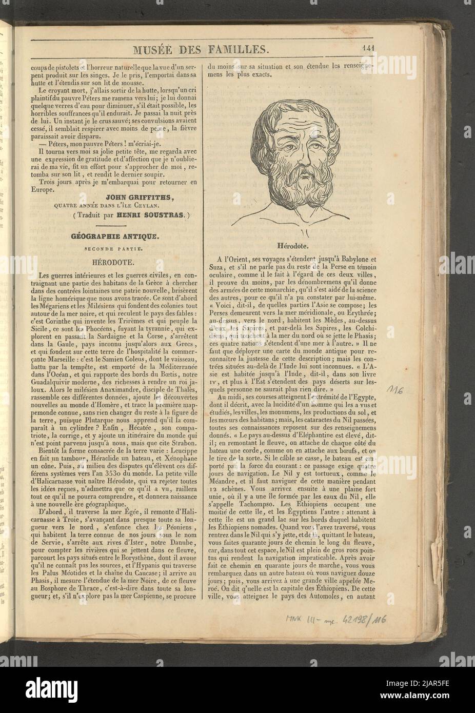 Yearbook 2, taccuino 18, Maggio 1834 Erodoto, Illustrazione per l'articolo Antica geografia in: Museo delle famiglie, lettura serale. T. 1. (Anno 1 e 2) Parigi, [1833 1834]. Sconosciuto Foto Stock