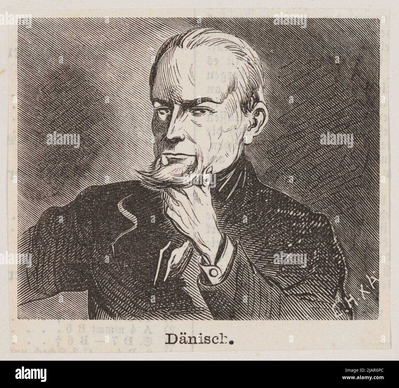 Dänisch. Un ritaglio dalla stampa tedesca si è bloccato sulla scheda dell'album. Sconosciuto Foto Stock