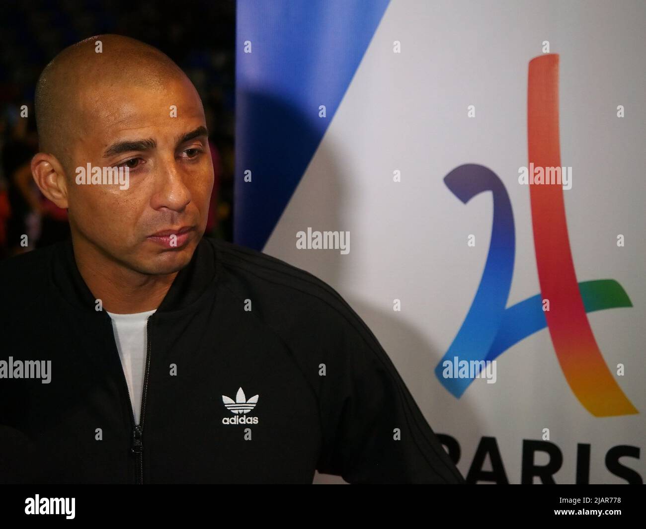 David Trezeguet, ex campione del mondo di calcio, visita il Perù per promuovere Parigi come sede delle Olimpiadi del 2024 Foto Stock