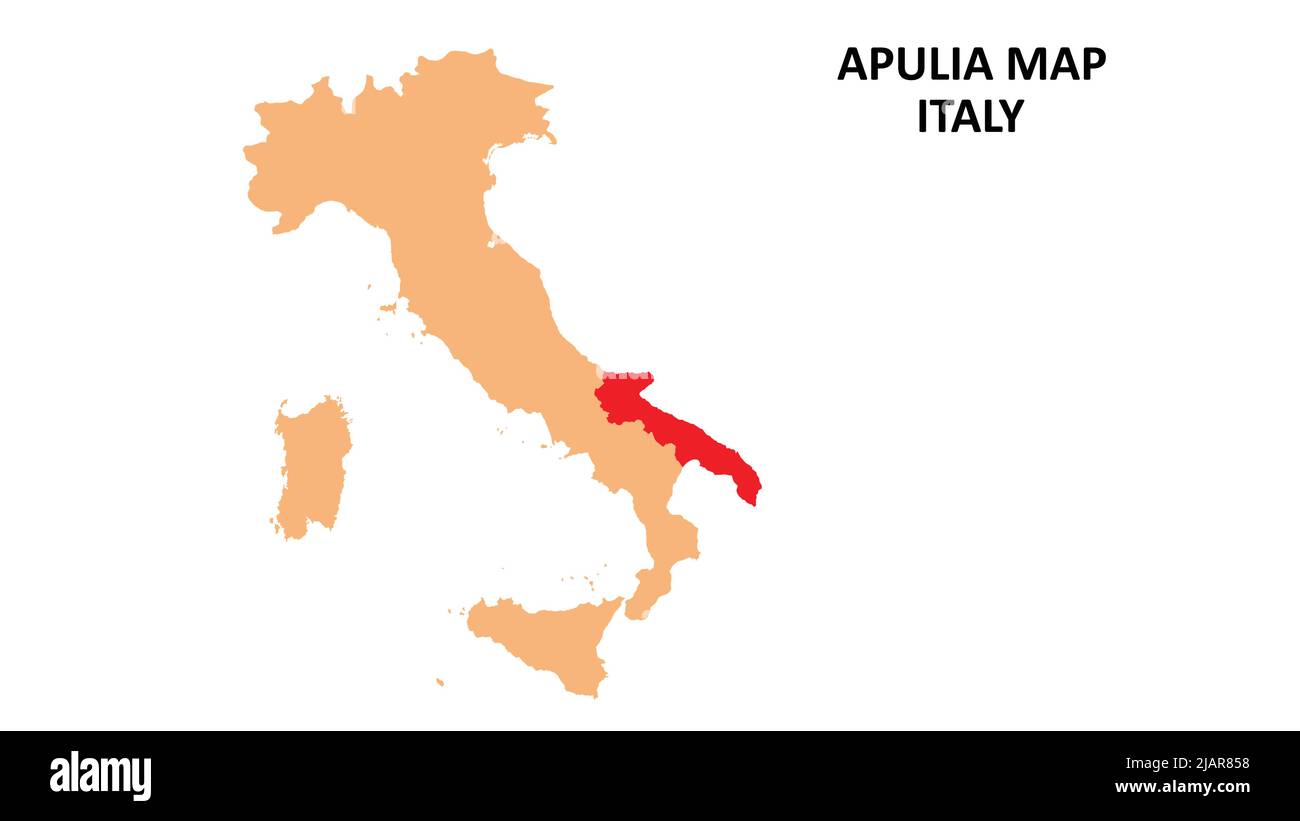 Mappa delle regioni Puglia evidenziata sulla mappa Italia. Illustrazione Vettoriale