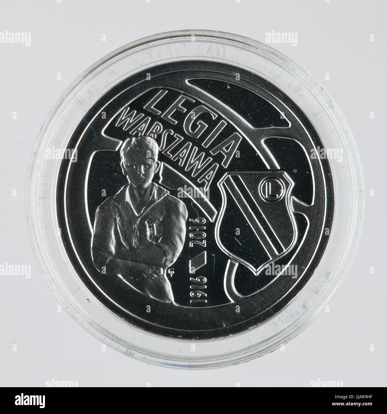 Repubblica Polacca, 5 zlotys; 2016 club calcistici polacchi Legia Warsaw National Bank of Poland, Mennica Polska S.A., Pfeifer, Grzegorz Foto Stock