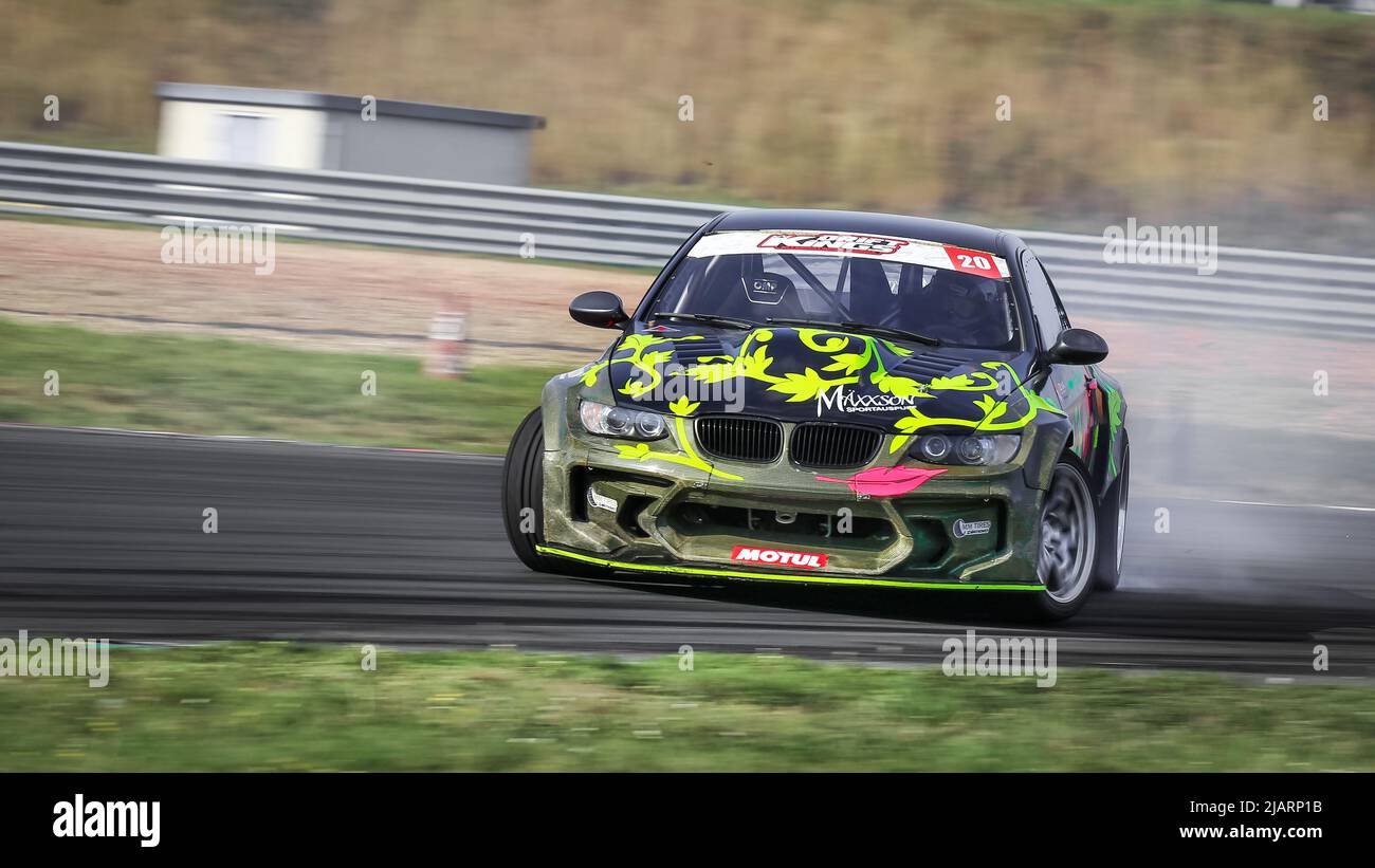 Oschersleben, Germania, 31 agosto 2019: Clemens Kauderer guida la sua BMW E92 durante il Drift Kings Europe Round 6 alla 4a Asia Arena Foto Stock