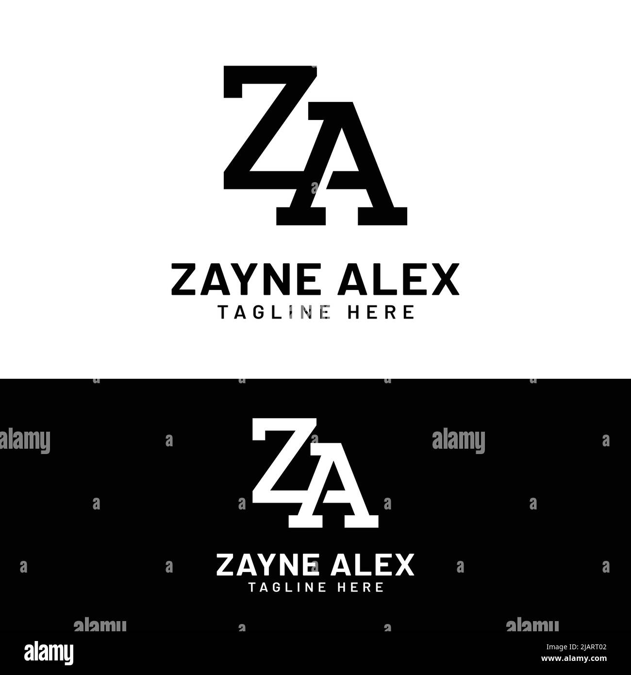 Z A ZA AZ Letter Monogram Initial Logo Design Template. Adatto per General Sports Fitness Construction Finance Company Business Corporate Shop Illustrazione Vettoriale