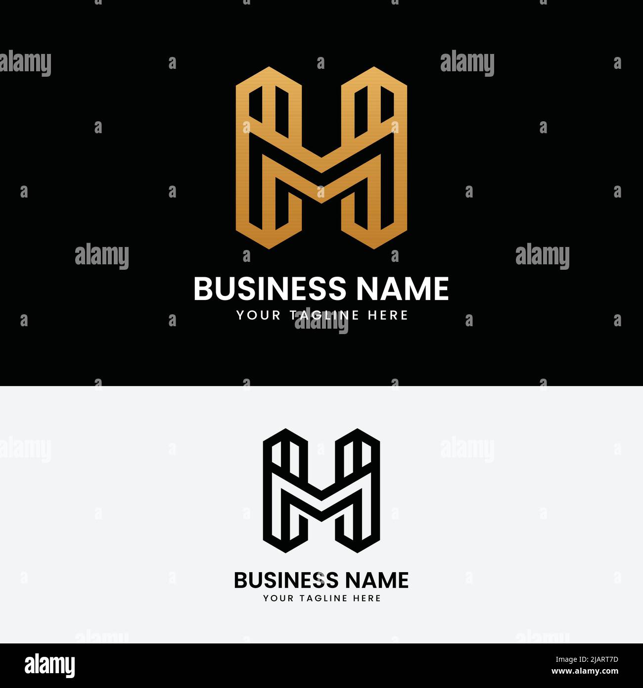 Modello di progettazione iniziale logo monogramma H M HM MH Letter. Adatto per General Sports Fitness Construction Finance Company Business Corporate Shop Illustrazione Vettoriale