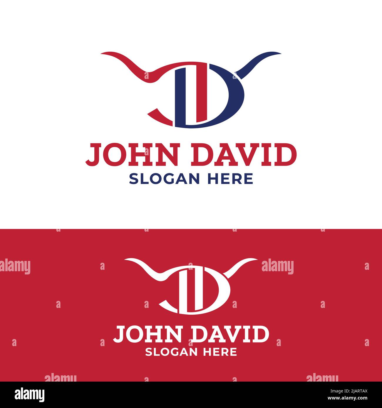 J D JD DJ Horn lettera monogramma iniziale Logo modello di progettazione. Adatto per General Sports Fitness Construction Finance Company Business Corporate Shop Illustrazione Vettoriale