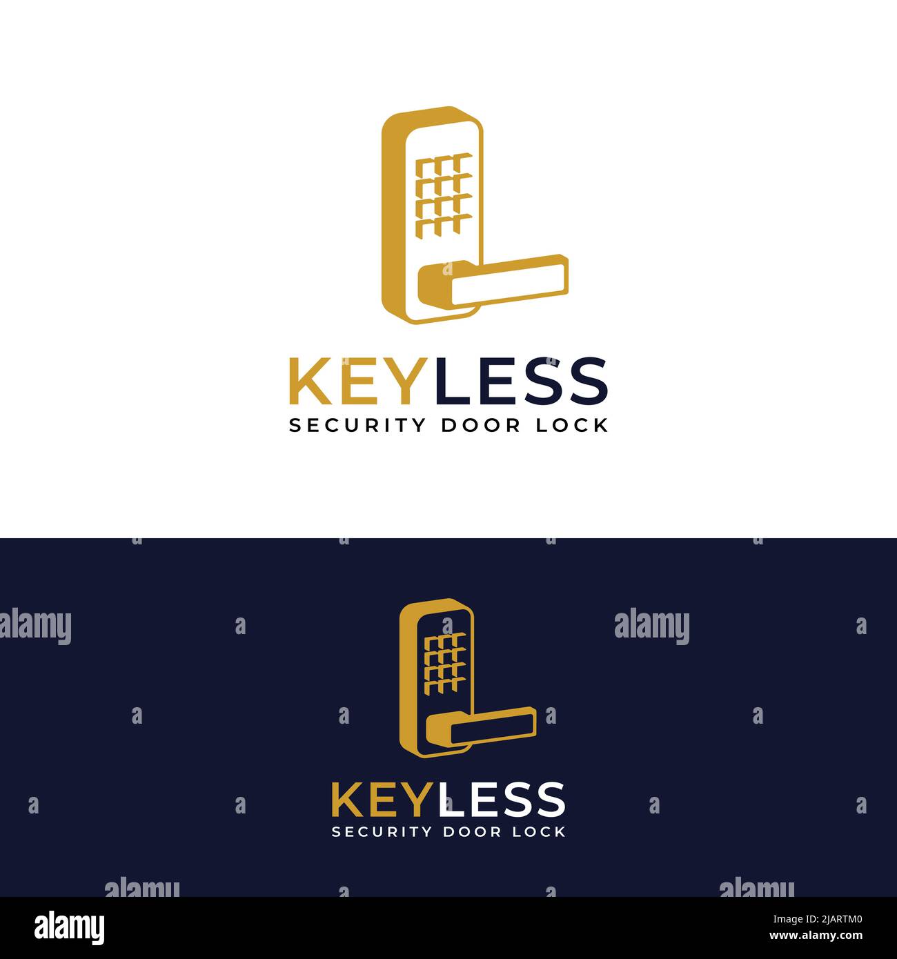 Modello con logo della tastiera e serratura con sistema di sicurezza Smart senza chiave. Adatto per Security Protection Guard Realty Apartment o Smart Key Brand Company Illustrazione Vettoriale