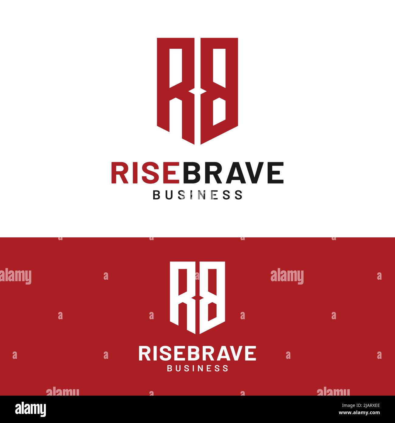 Lettera iniziale monogramma R B RB BR Shield Logo modello di design. Adatto per abbigliamento Moda Abbigliamento Sport Finance Management Business Brand Company S. Illustrazione Vettoriale