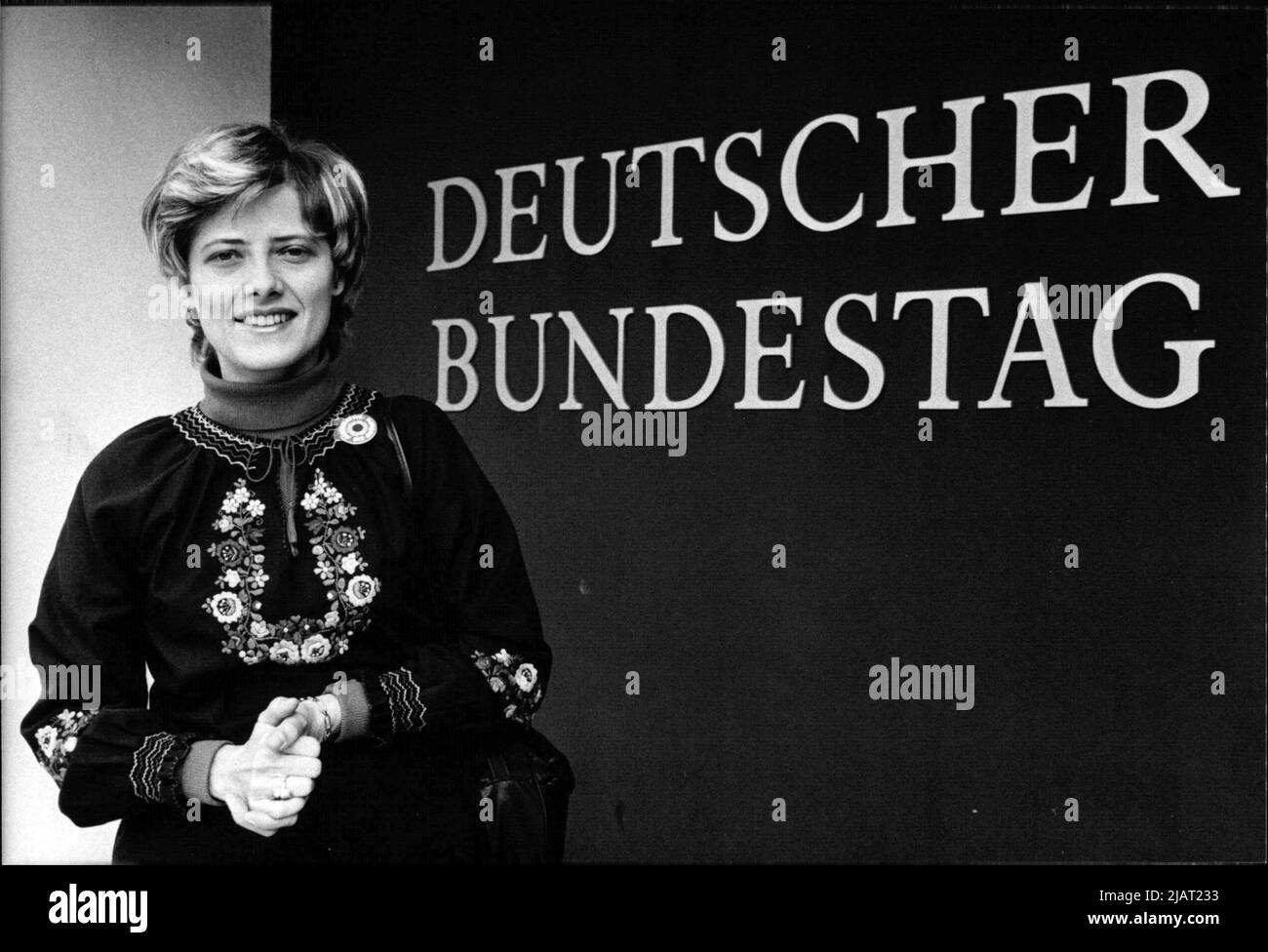 Das Foto zeigt die Abgeordnete im Deutschen Bundestag und Gründungsmitglied der Partei 'Die Grünen', Petra Kelly. Foto Stock