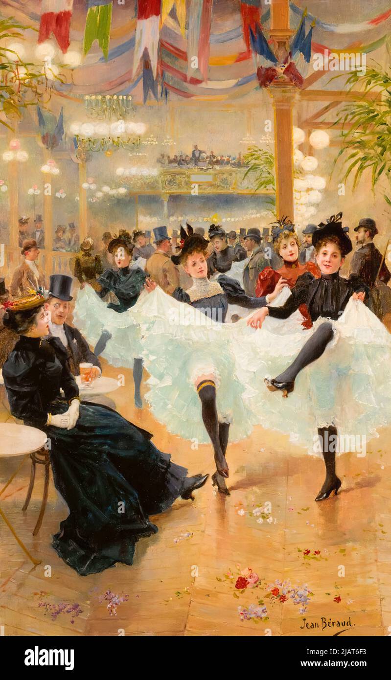 Jean Beraud, le Café De Paris, (può ballerini), pittura in olio su pannello, 1880-1899 Foto Stock