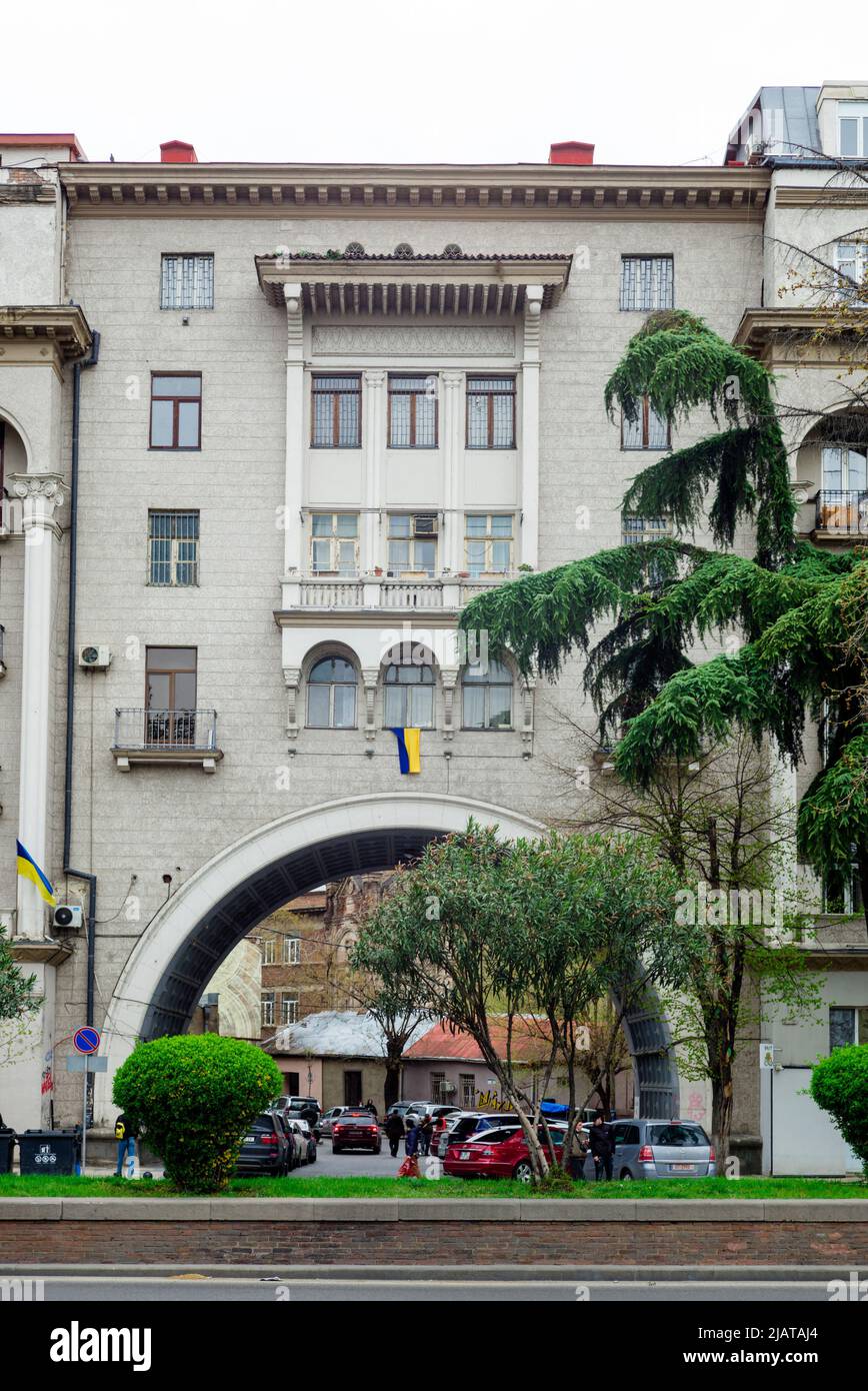 Architettura sovietica su Nikoloz Baratashvili St (Tbilisi/Georgia) Foto Stock