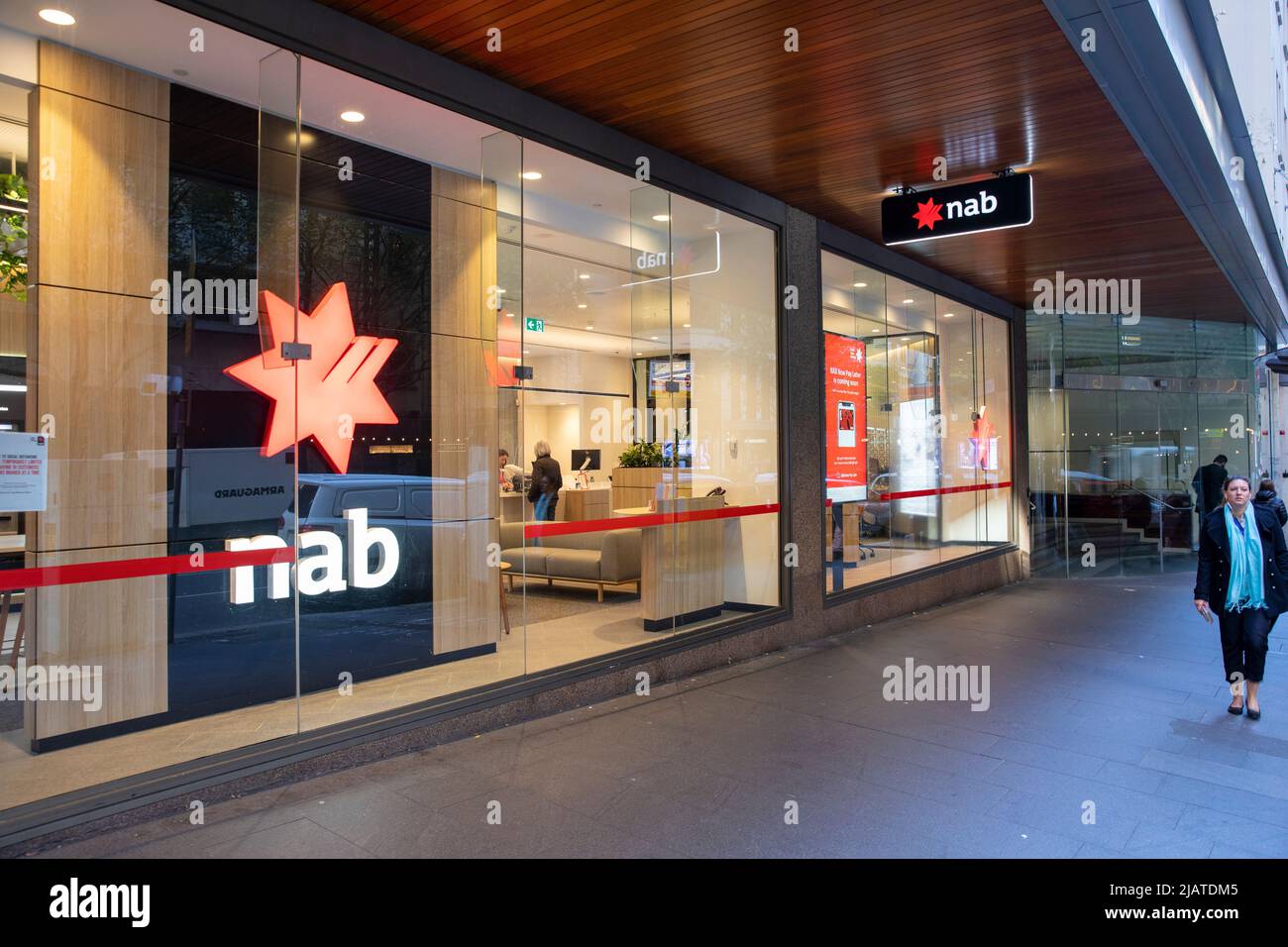 National Australia Bank, NAB, filiale bancaria in Pitt Street, centro di Sydney, NSW, Australia Foto Stock