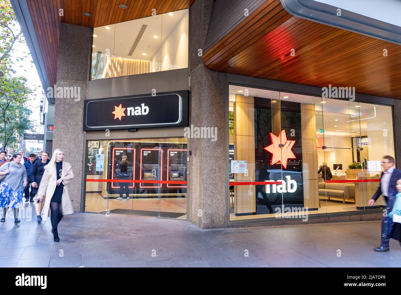 National Australia Bank, NAB, filiale bancaria in Pitt Street, centro di Sydney, NSW, Australia Foto Stock