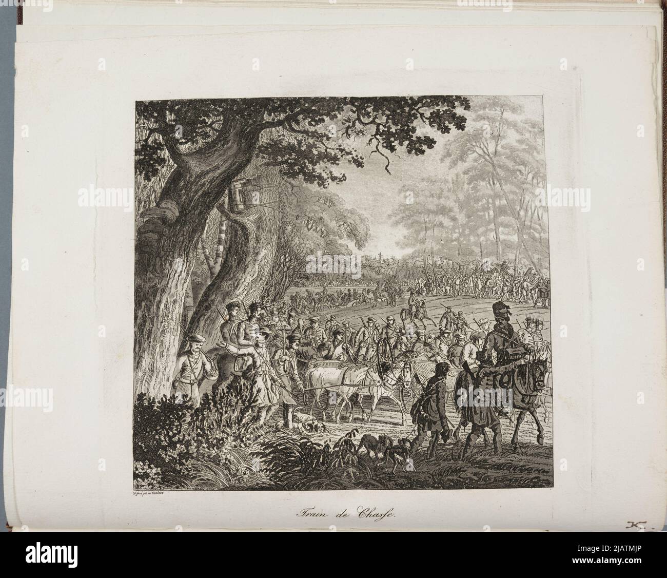 Treno di caccia W: Memoria descrittiva sulla Foresta Imperiale di Białowieża Lithuanie scritto da Baron de Brincken, capo curatore della Royanne de Poland, membro del dipartimento ., Varsavia 1828. Dietrich, Friedrich Christoph (1779 1847), Sokołowski, Jakub (1784 1837), Glücksberg, Natan Foto Stock