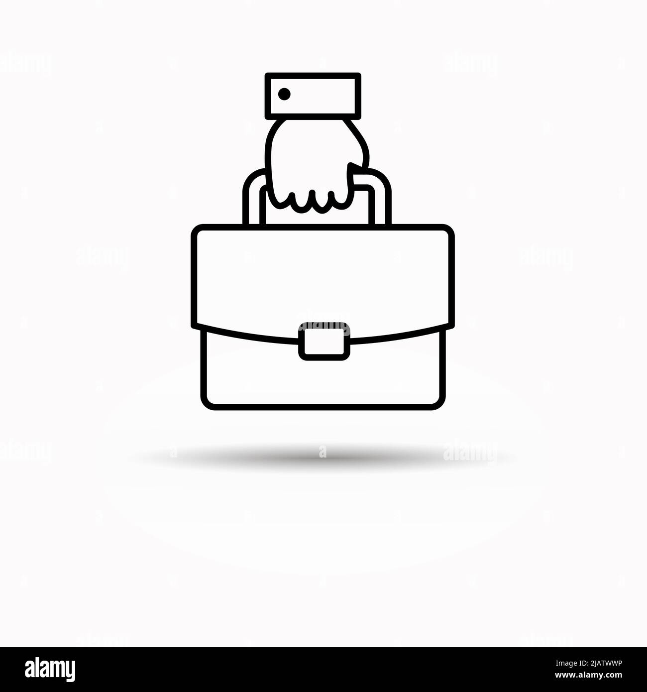 Valigetta di tenuta manuale. Icona della linea della valigetta. Simbolo della valigia. Illustrazione vettoriale isolata. Illustrazione Vettoriale
