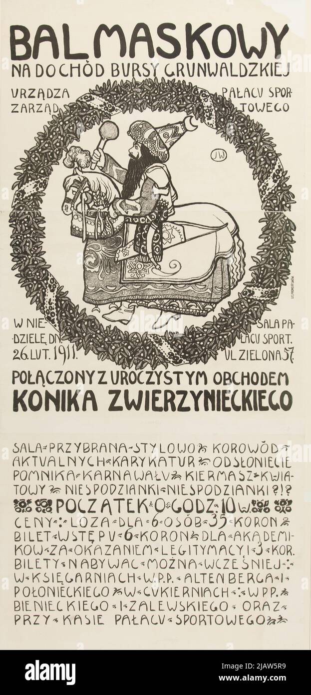 Maschera palla per il reddito del dormitorio Grunwald Wojnarski, Jan (1879 1937), litografia: Promień Foto Stock