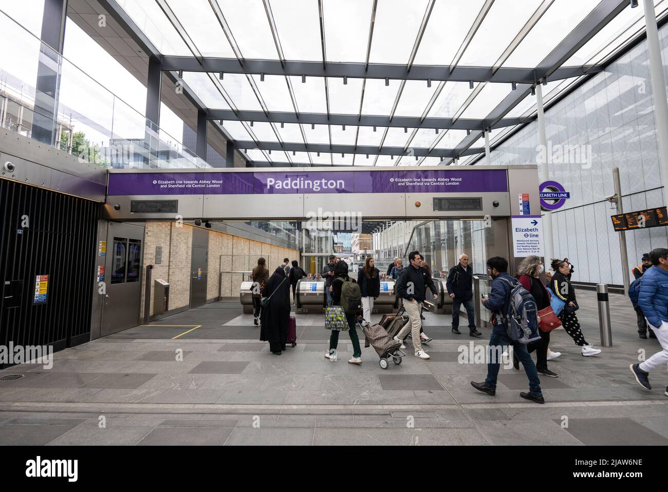 Ingresso/uscita per la stazione della metropolitana di Paddington (Crossrail) a Westminster, Londra Foto Stock