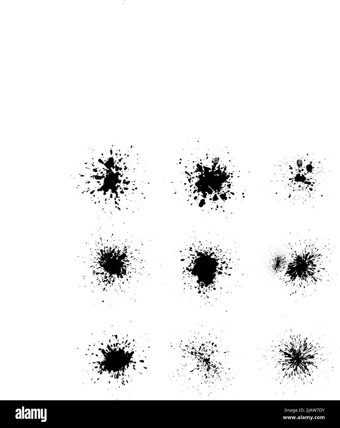 set di gocce di inchiostro e schizzi isolati su sfondo bianco, illustrazione vettoriale Illustrazione Vettoriale