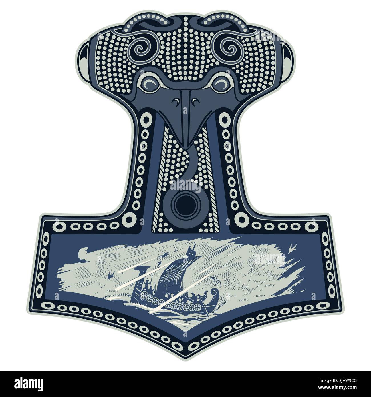 Martello di Thor - Mjollnir e l'ornamento scandinavo Illustrazione Vettoriale