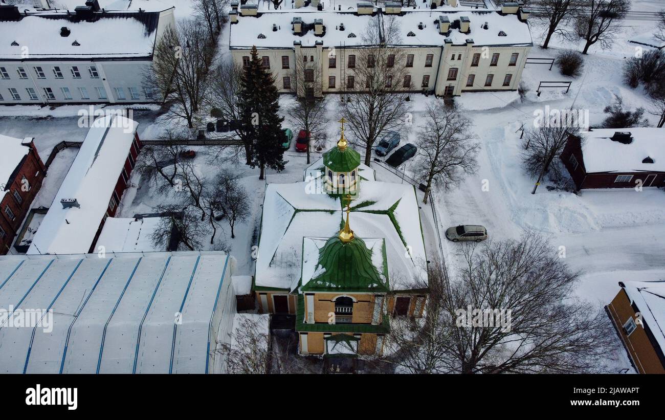 Fortezza di Lappeenranta girato con un drone in un freddo giorno di gennaio Foto Stock
