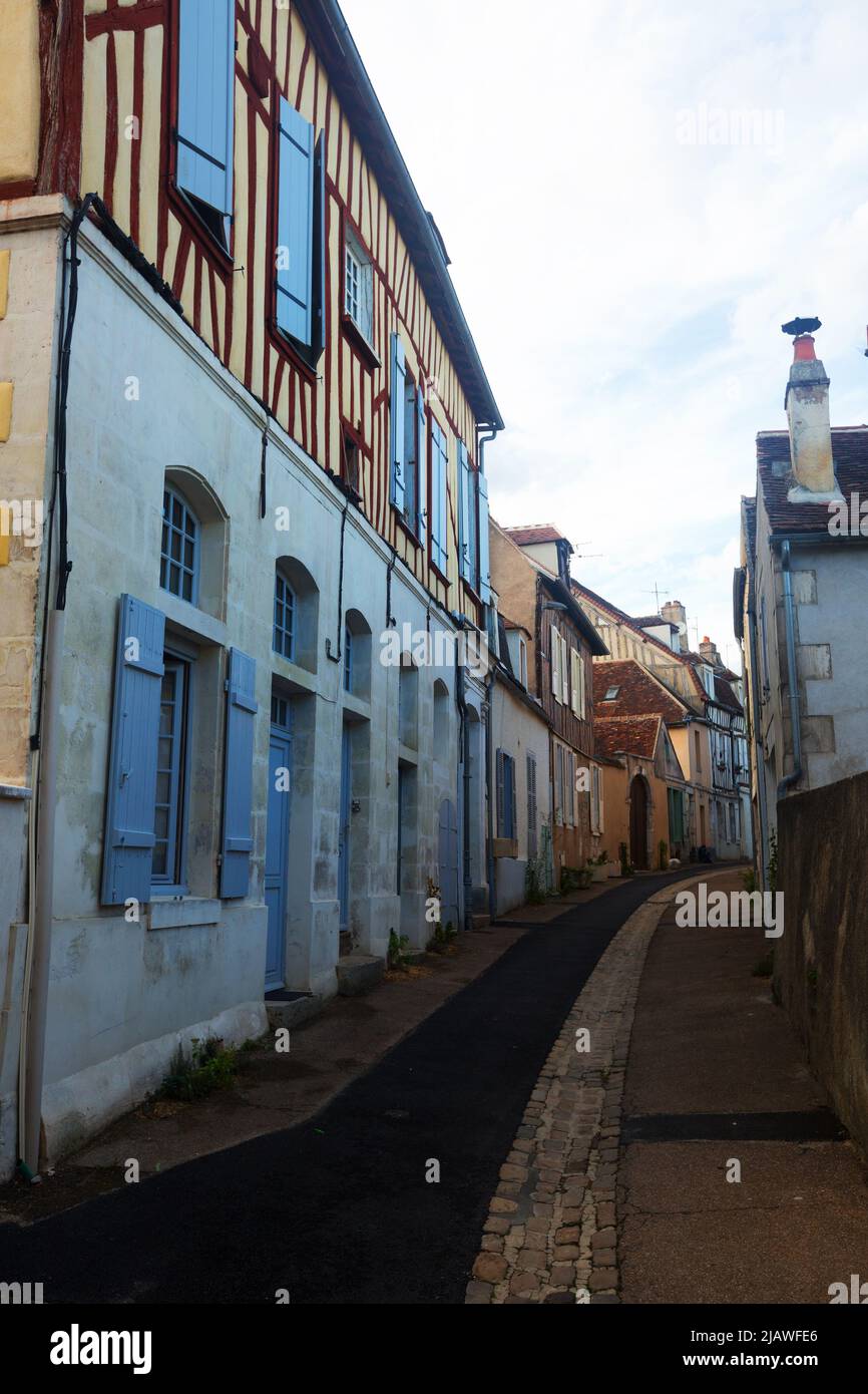 Auxerre vecchie strade, Francia Foto Stock