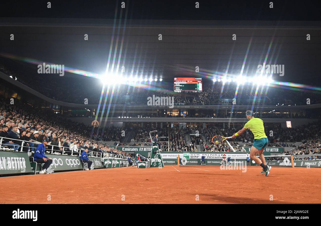 Parigi, Francia. 31st maggio 2022. Roland Garros French Open Day 10 31/05/2022 Rafa Nadal (ESP) su Court Philippe Chatrier nel quarto finale della partita credito: Roger Parker/Alamy Live News Foto Stock