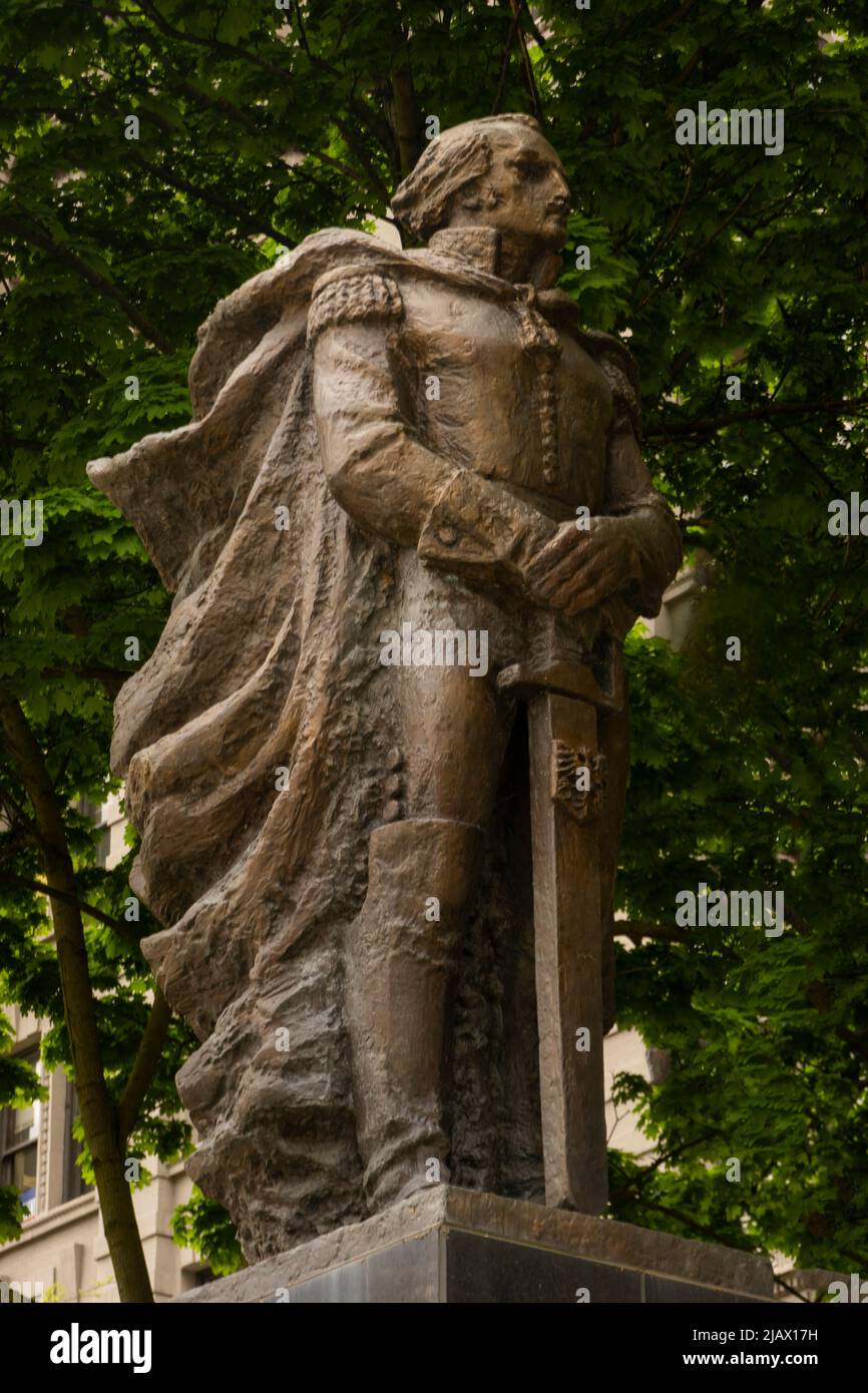 Statua del generale Kazimierz Pulaski nel centro di Buffalo New York Foto Stock